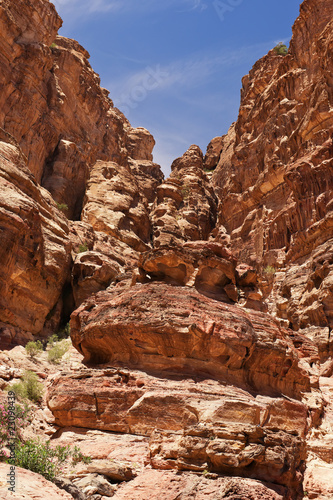 Eroded rocks in city of Petra. Jordan.