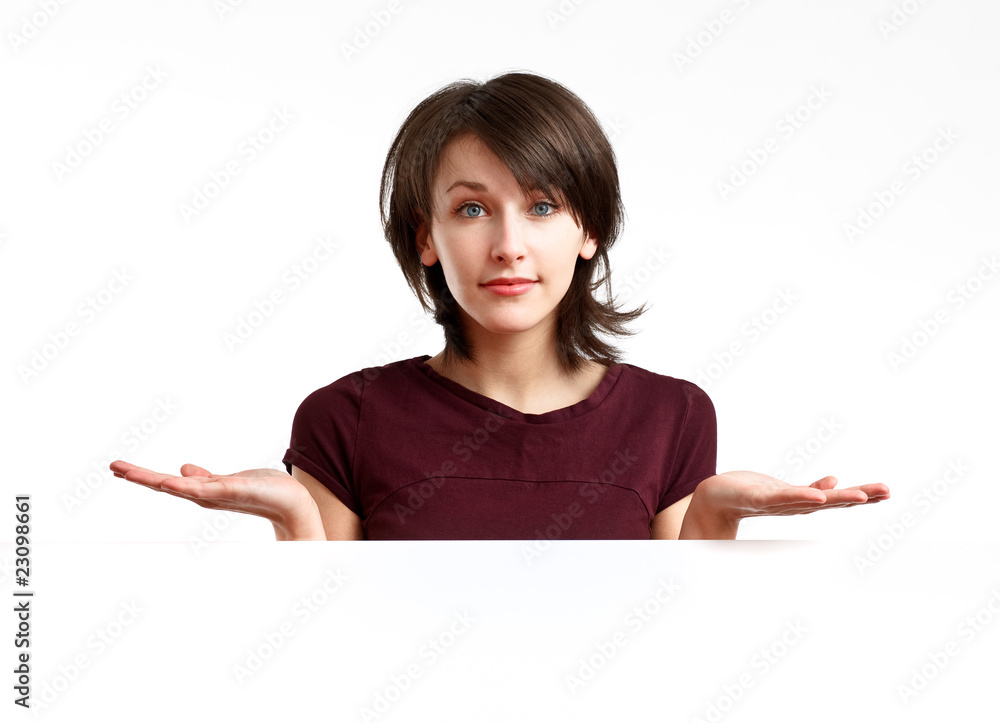 dissapionted girl behind an empty white board dissapionted girl behind an empty white board