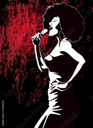 jazz singer on grunge background