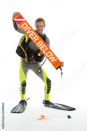 diver with safety sausage