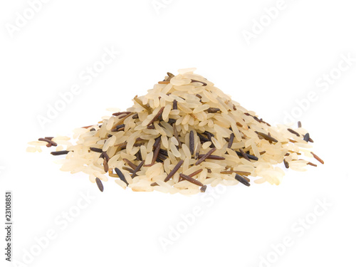 Closeup of long rice mixed with wild rice