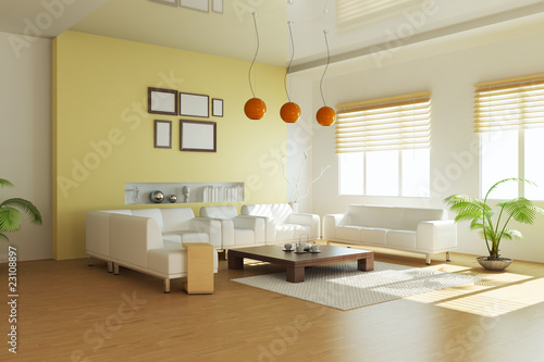 3d render modern living room