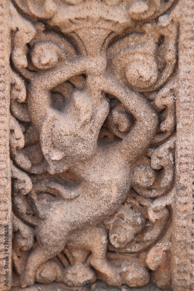 carving on pillar of Prasat Khao Panom Rung, Buriram