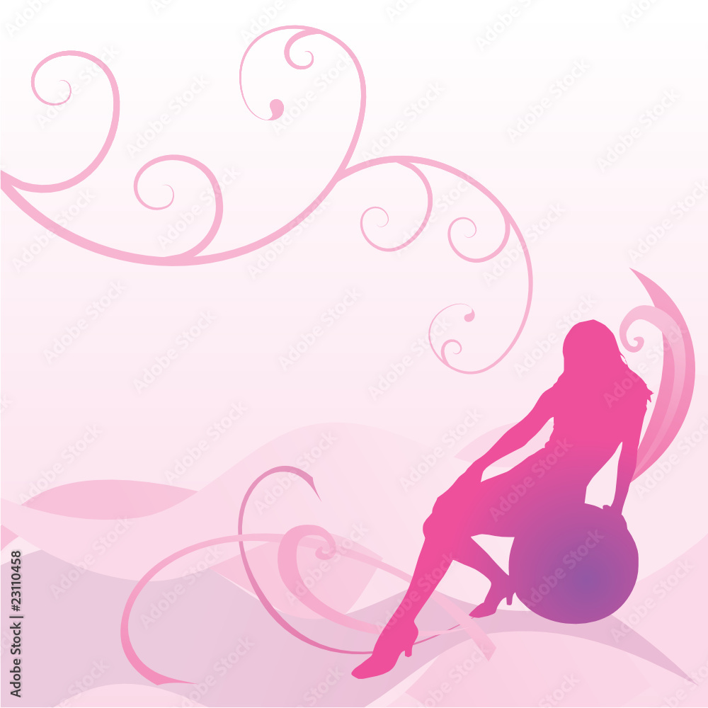 abstract vector girl on fitball abstract vector girl on fitball