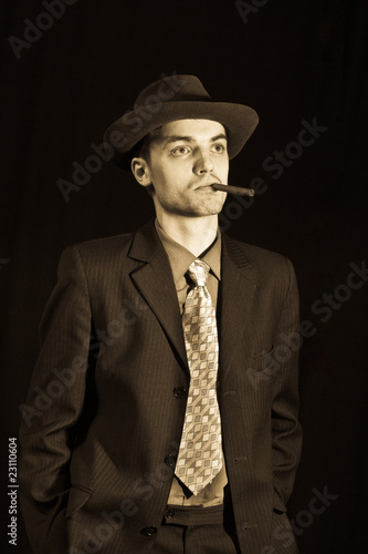 old style young man with cigar