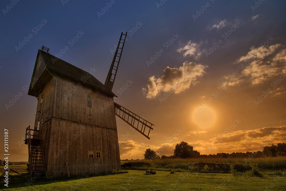 windmill at sunset windmill at sunset