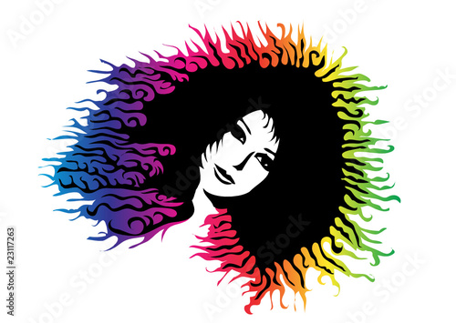 Frau mit bunten Haaren