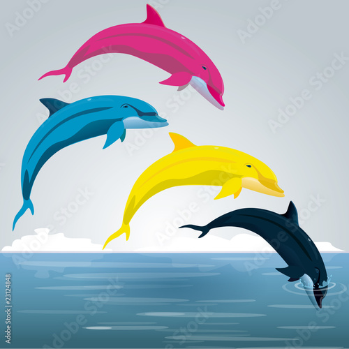 Dauphins CMJN, vecteur
