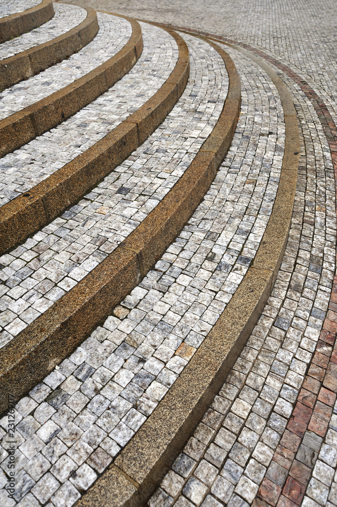 Old curved stone steps – cobblestones – granit – outdoor Old curved stone steps – cobblestones – granit – outdoor