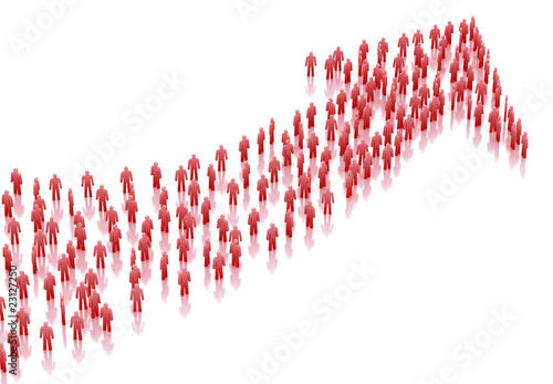 Active business people. Arrow of people concept. 3D render.