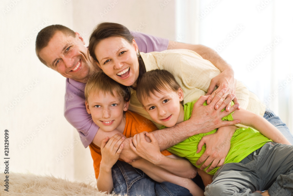 happy family playing