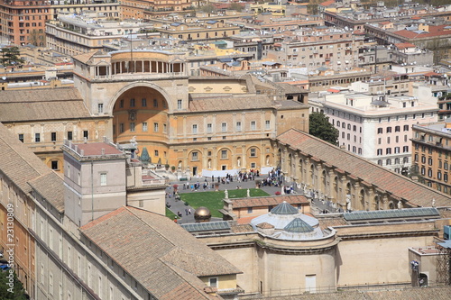 aerial view of Vatican museum and courtyard