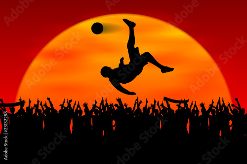 fussballspieler im abendrot mit fans I