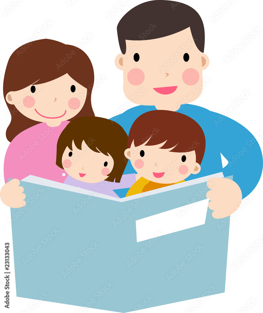 Family reading story to children Family reading story to children