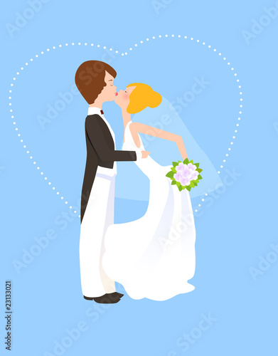 bride and groom kissing