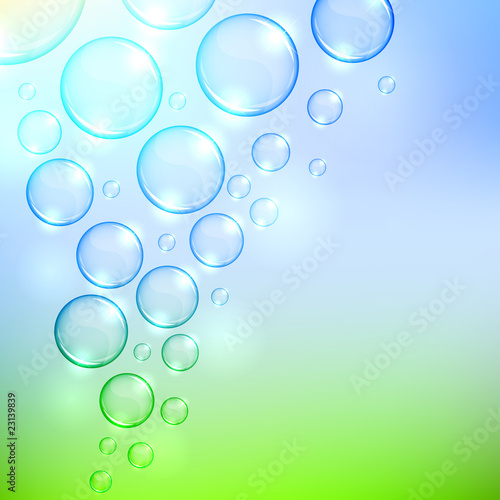 Soaring bubbles background with copy space.