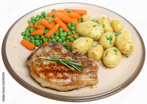 Pork Chop with New Potatoes and Vegetables