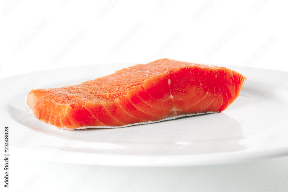 pink salmon on white plate