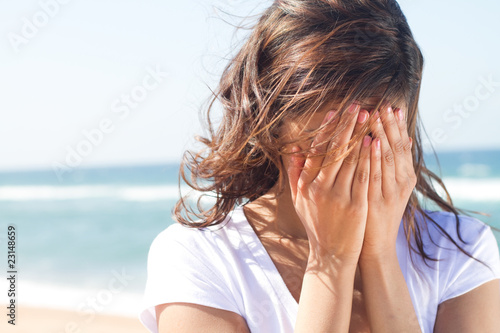 young woman crying photo