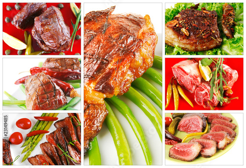 different meat types on white