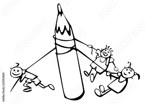 Kids carry pencil