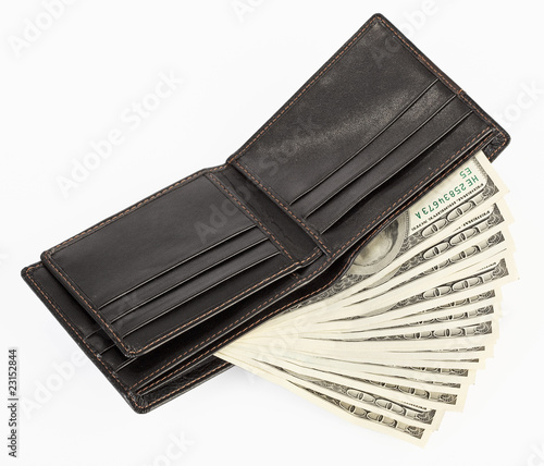 US dollars in a black purse