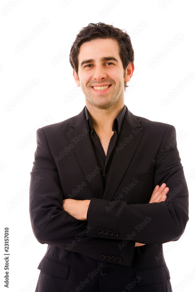 Happy young business man portrait isolated on white Happy young business man portrait isolated on white