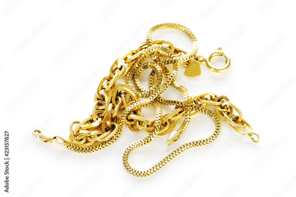 Golden chain isolated on the white background Golden chain isolated on the white background