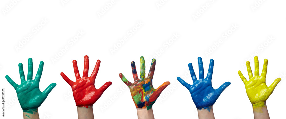Fototapeta premium color painted child hand art craft