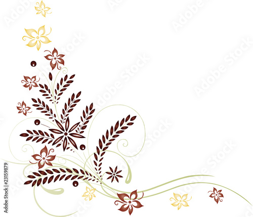 Herbstliche Ranke mit Farn, Blättern und floralen Elementen. Filigrane Vektorillustration für Dekoration, Naturdesign und botanische Motive