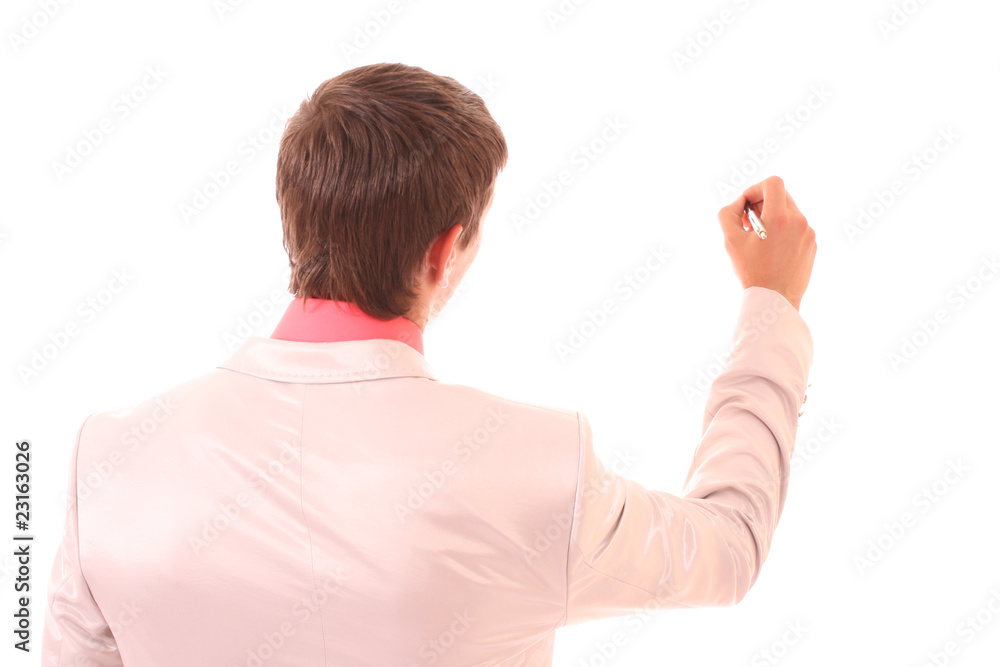 Portrait of a confident young businessman writing something isol Portrait of a confident young businessman writing something isol