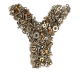 alphabet made of bolts - The letter y