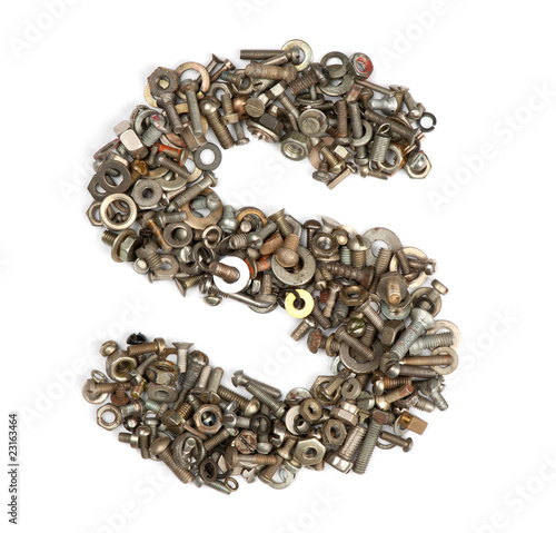 alphabet made of bolts - The letter s