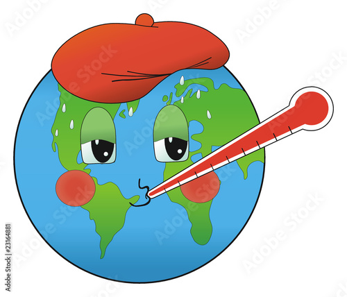 Sick earth due to global warming vector illustration