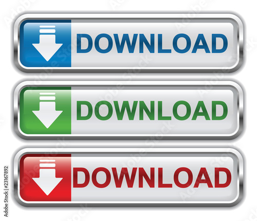 download icon, button, glossy with shadow, vector illustration
