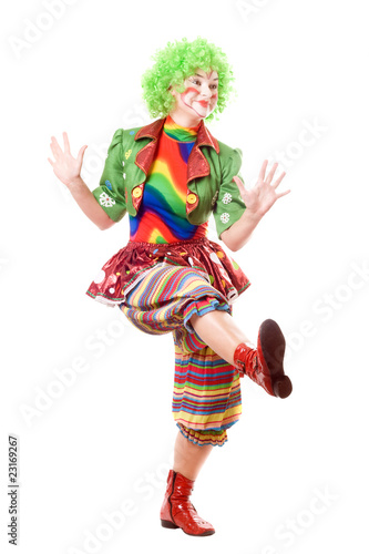 Cheerful posing female clown