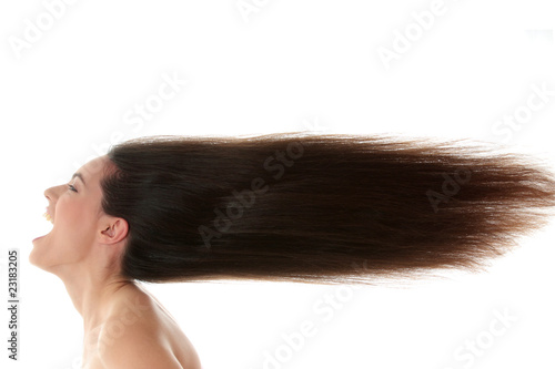 Woman with long hairs