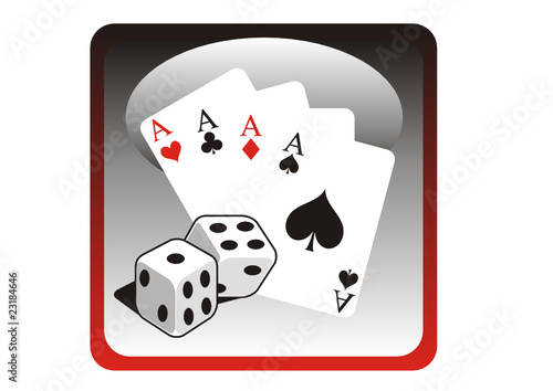Spiel mit Würffel und Karten