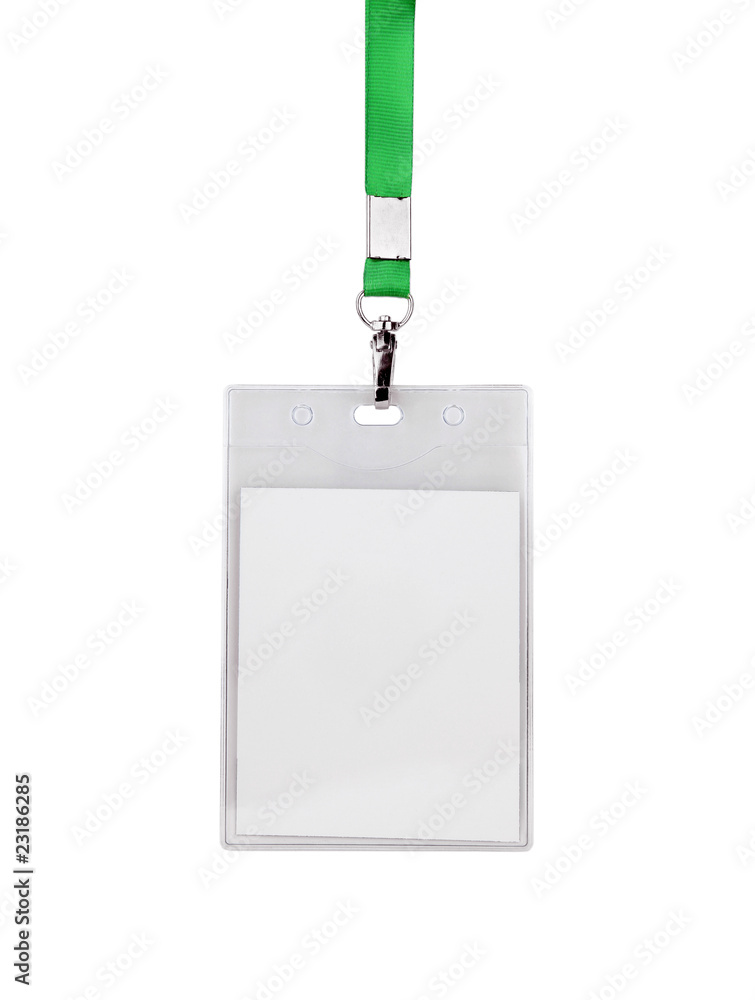 Blank badge/ ID card with green lanyard Stock Photo | Adobe Stock