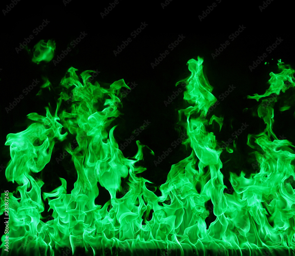Grüne Flamme Stock Illustration | Adobe Stock