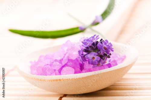 lavender flower and bath salt. spa and wellness