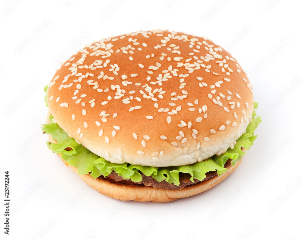 Tasty hamburger isolated on white background Tasty hamburger isolated on white background