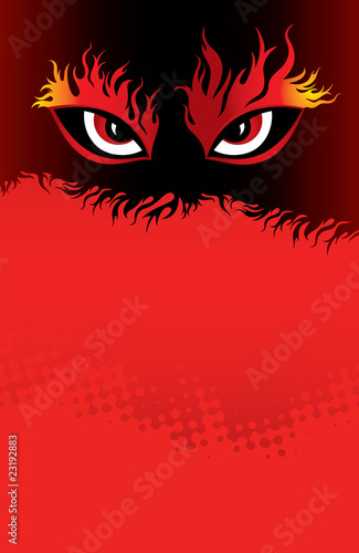 staring eyes vector in the fire background