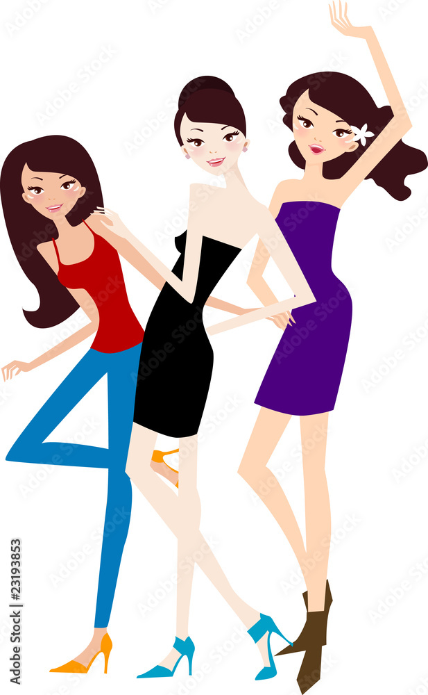 three shopping girls