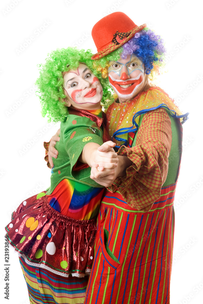 A couple of happy clowns dancing