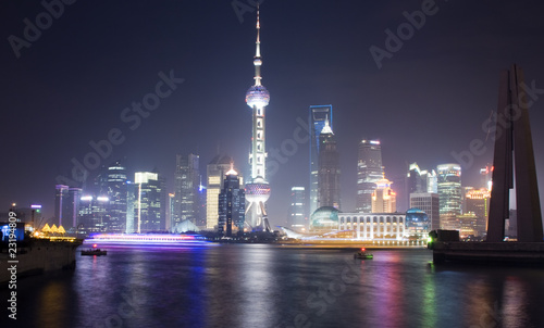 Night View of Shanghai with Pearl Tower photo