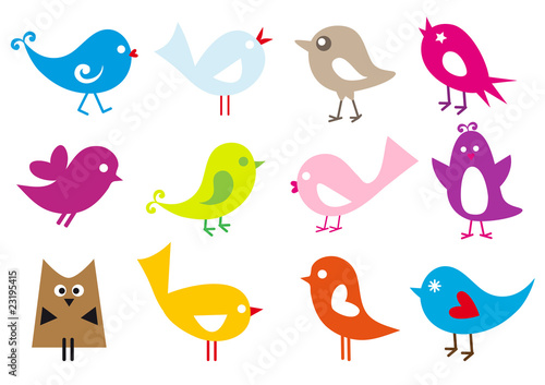 set of lovely birds