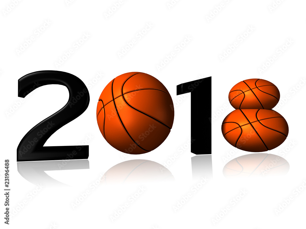 big 2018 basket logo on a white background