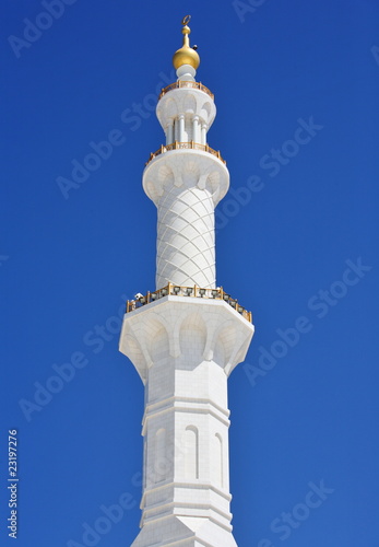Minaret of Sheikh Zayed Mosque in Abu Dhabi