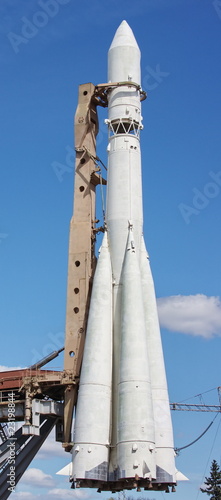 rocket on a background dark blue sky in Moscow, Russia